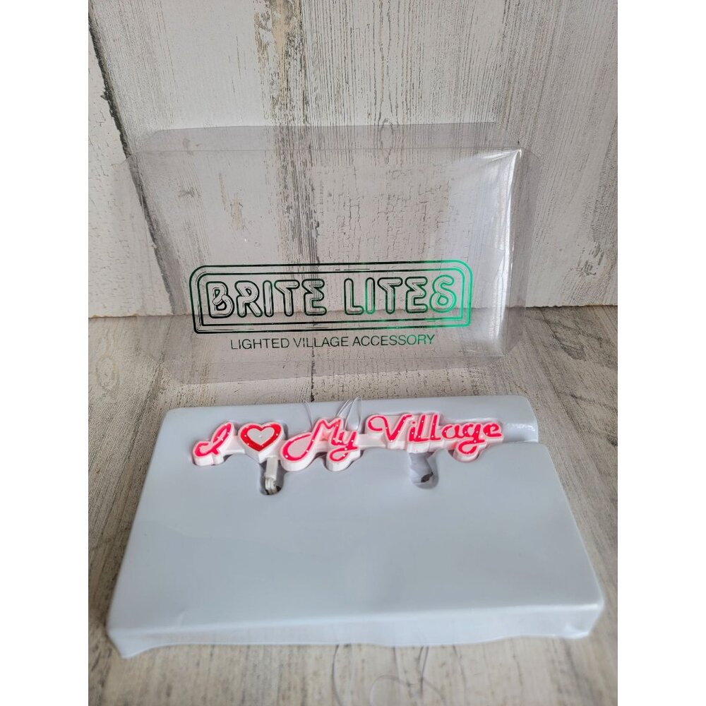 Dept 56 52256 AS IS I heart my village brite lites sign village accessory